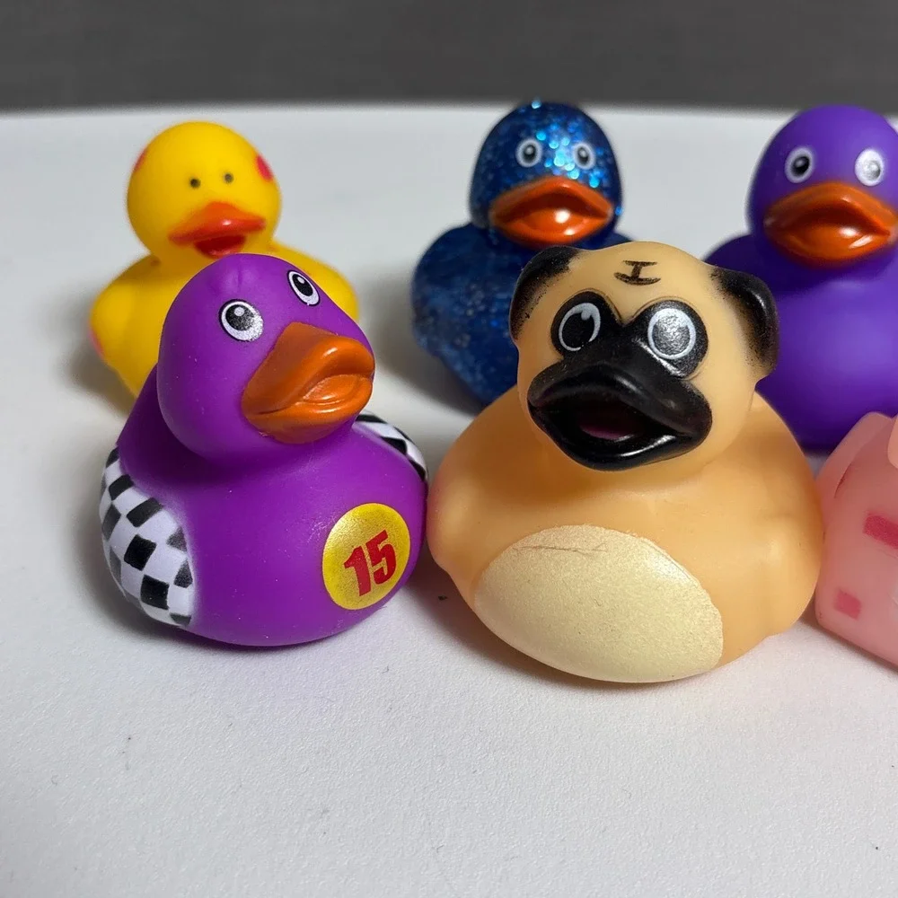 Rubber Ducks Lot of 12 Multicolor Pug Pirate Pixel Pig Skull Be Mine Cyclops Toy
